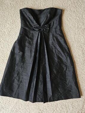 Ann Taylor Strapless Black Bow-Front A-Line Dress